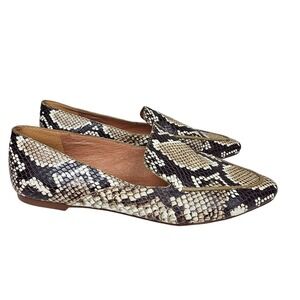 Madewell Frances Skimmer Snake Print‎ Pointed Flats Embossed Leather Women's 7